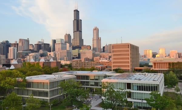 Skyline of Chicago from UIC East Campus
