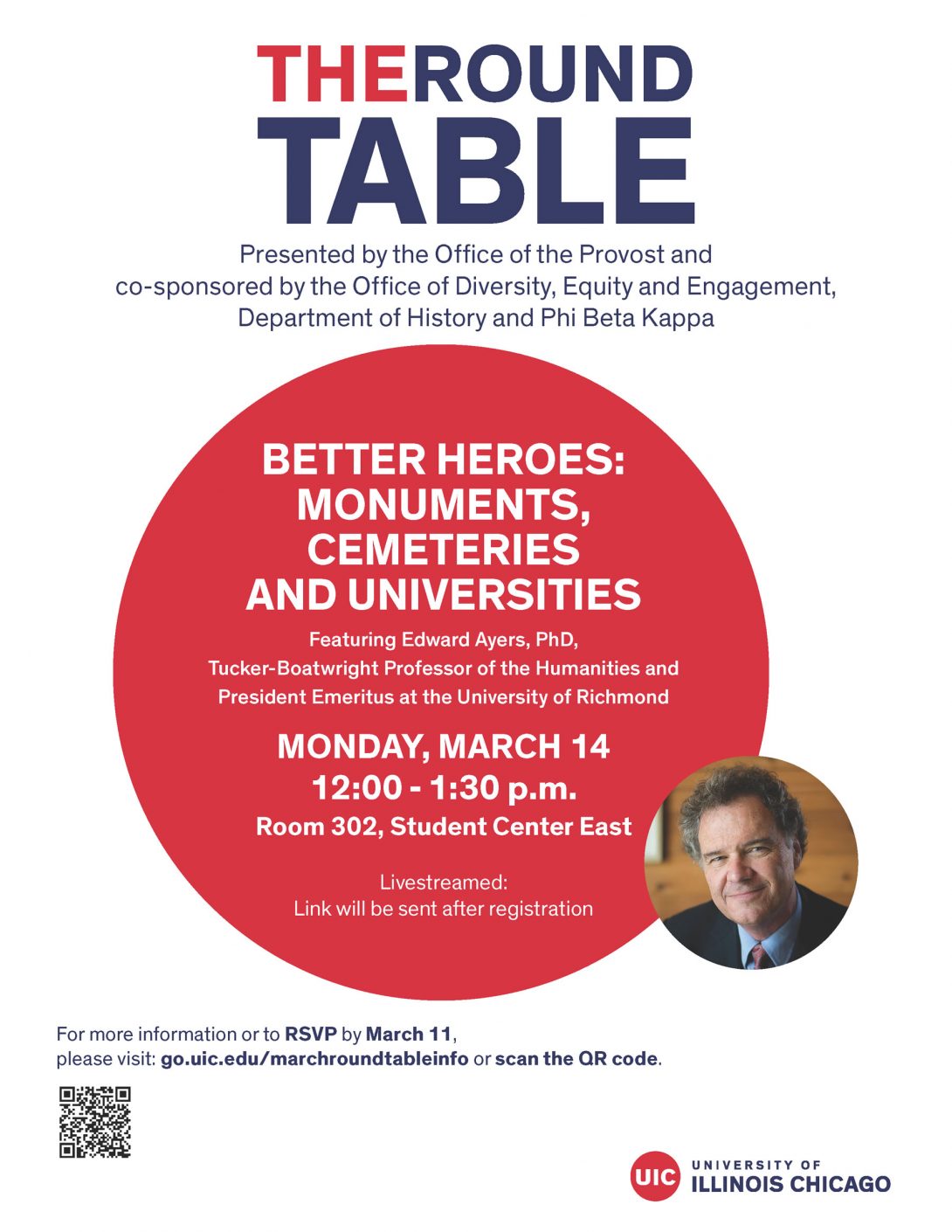 The Roundtable: Better Heroes: Monuments, Cemeteries, and Universities, Monday, March 14, 12-1:30 pm, Room 302, Student Center East